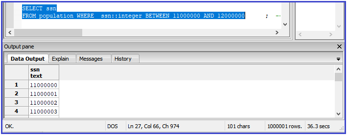 Result of query without optimizing SELECT